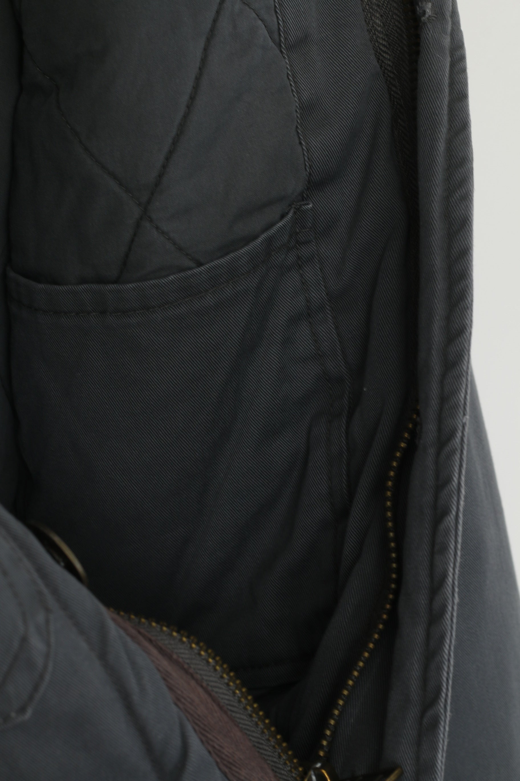 FILA Giacca da uomo XL (M) Tasche militari imbottite in cotone grigio con cerniera completa Top classico