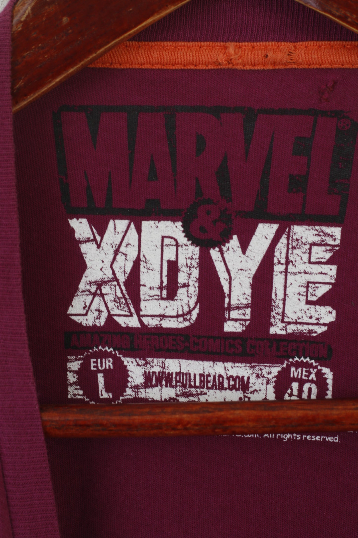 Marvel & XDYE Men L Shirt Purple Cotton The Thing Heros Graphic Top