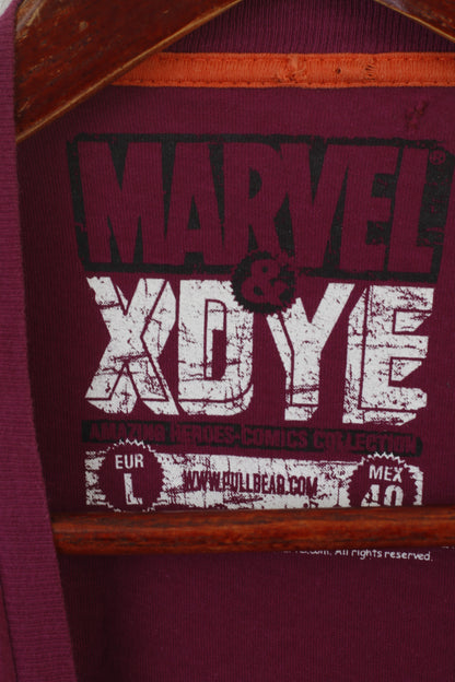 Marvel & XDYE Men L Shirt Purple Cotton The Thing Heros Graphic Top