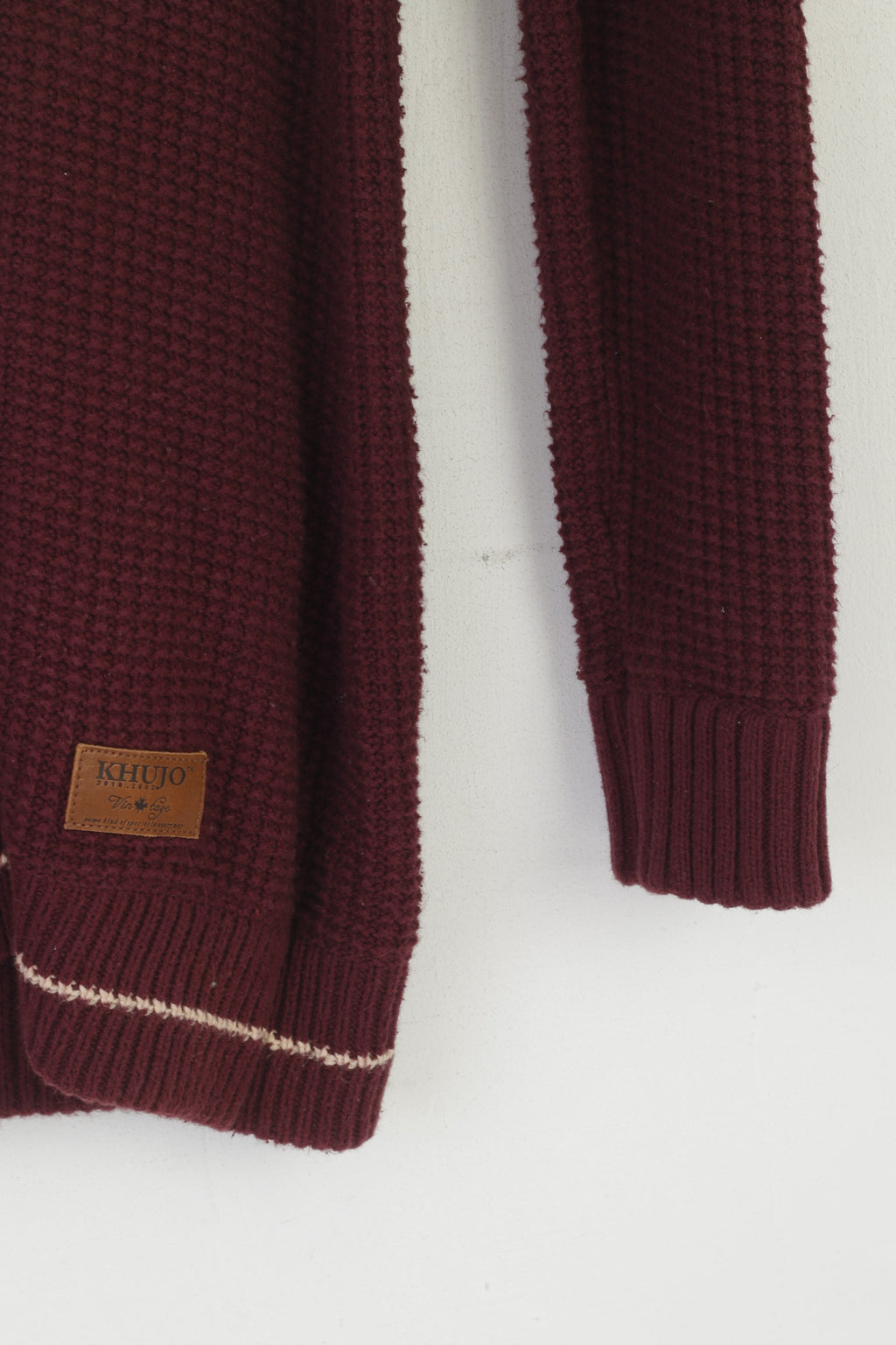 Khujo Femme L (M) Pull Long Marron Coton Vintage Tricot Slim Fit Tunique Pull