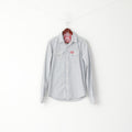 Camicia casual da uomo M (S) Superdry Top con taschino a maniche lunghe in cotone a quadri bianco scuro