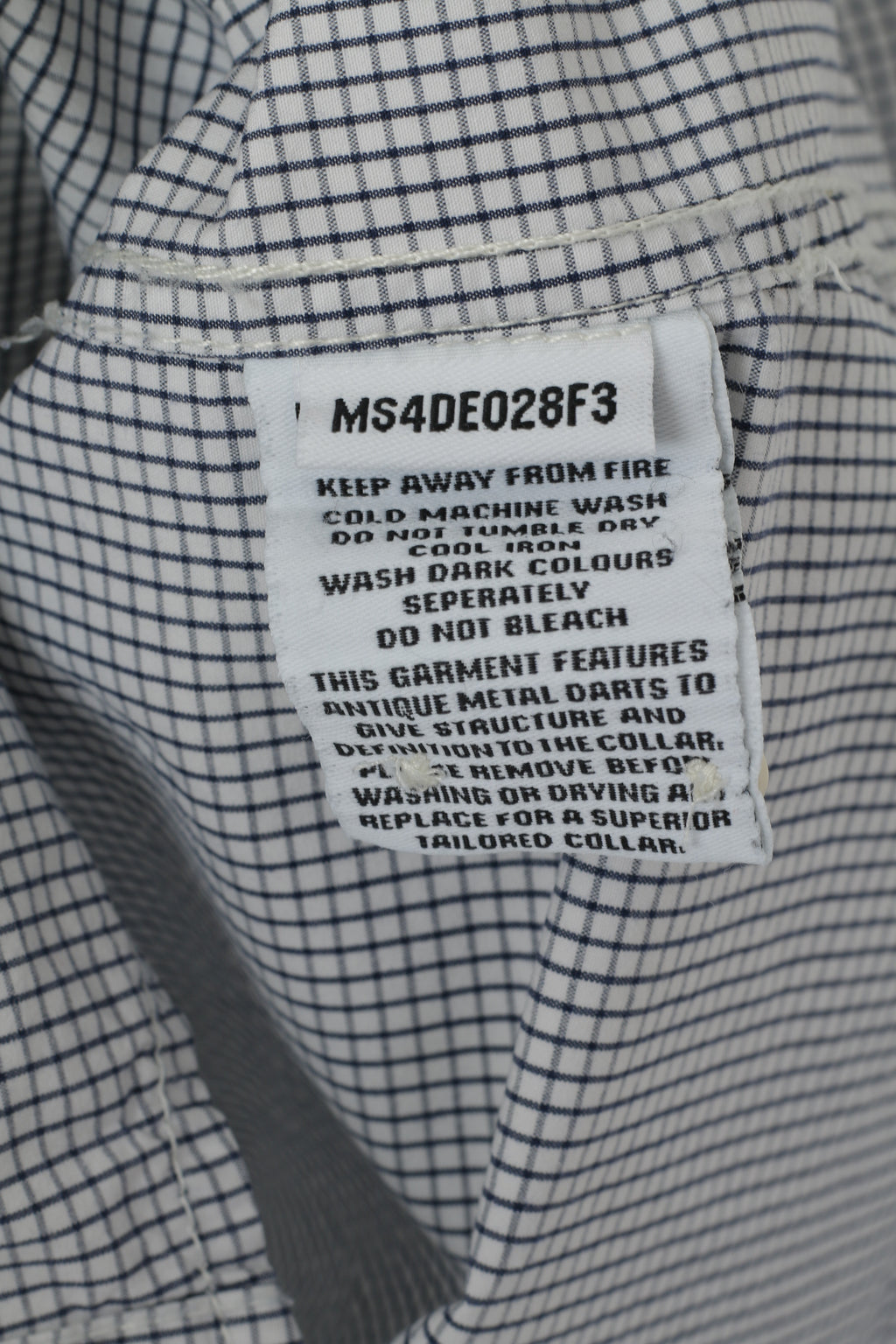 Superdry Hommes M (S) Chemise décontractée Bleu marine à carreaux blancs en coton à manches longues avec poche