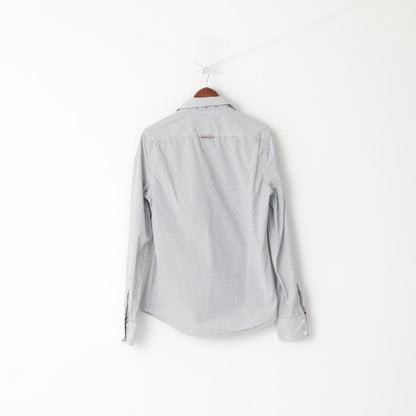 Camicia casual da uomo M (S) Superdry Top con taschino a maniche lunghe in cotone a quadri bianco scuro