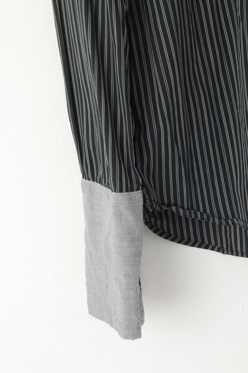 GAP Men S Formal Shirt Black Cotton Striped Cuff Long Sleeve Fitted Premium Top