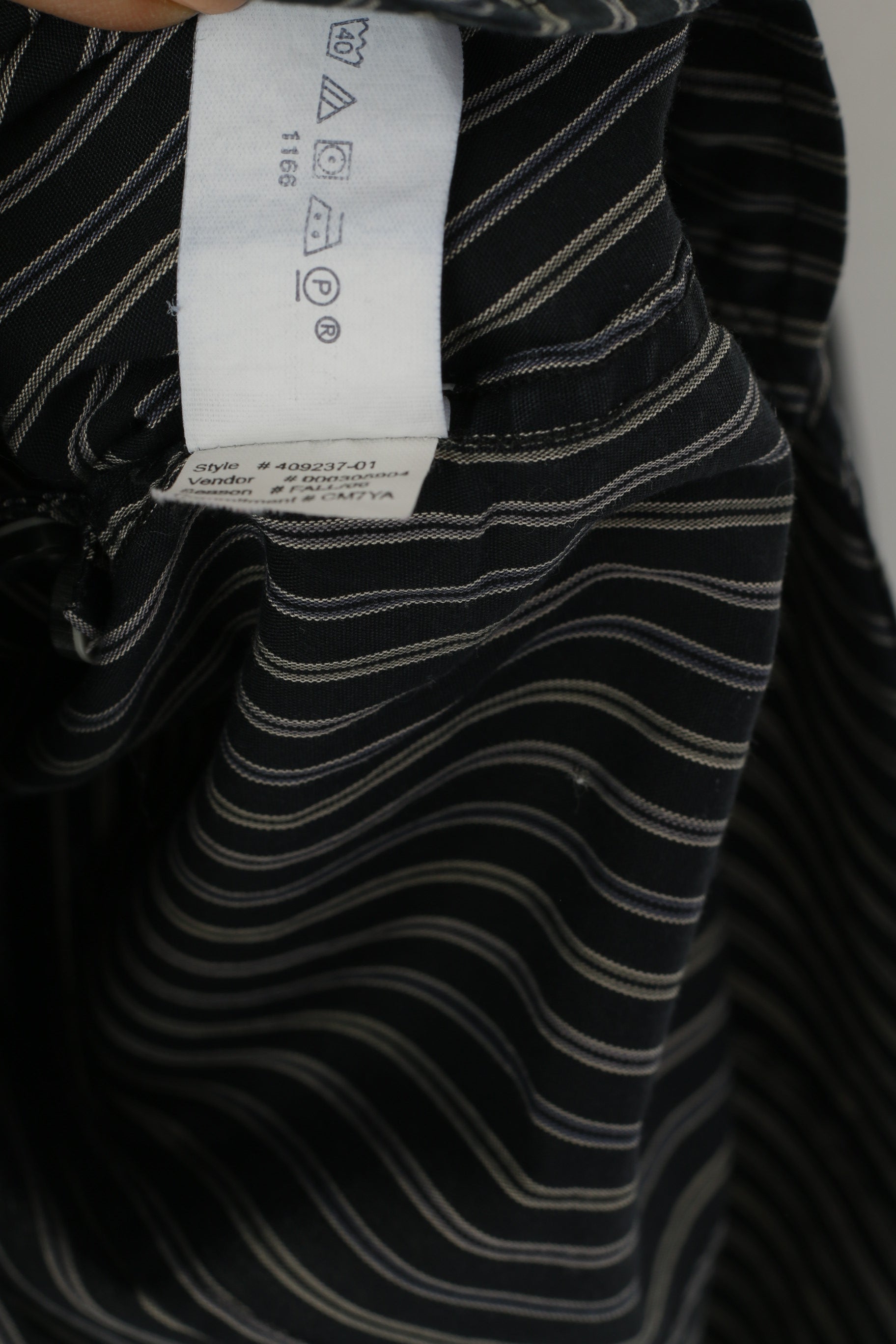GAP Men S Formal Shirt Black Cotton Striped Cuff Long Sleeve Fitted Premium Top