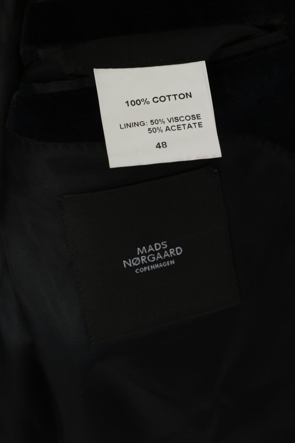 Mads Norgaard Copenhagen Men 48 38 S Blazer Navy Velvet Shiny Single Breasted Jacket