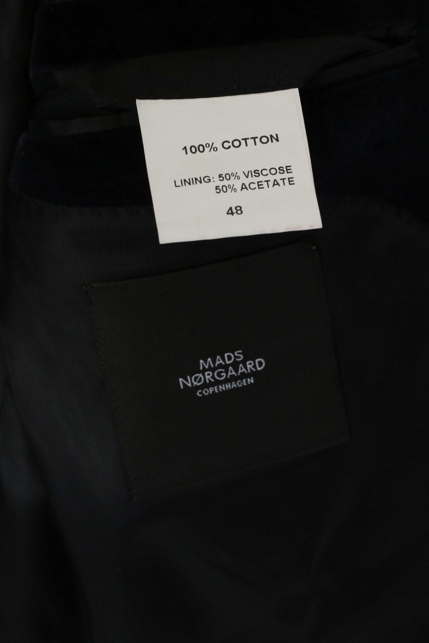 Mads Norgaard Copenhagen Men 48 38 S Blazer Navy Velvet Shiny Single Breasted Jacket