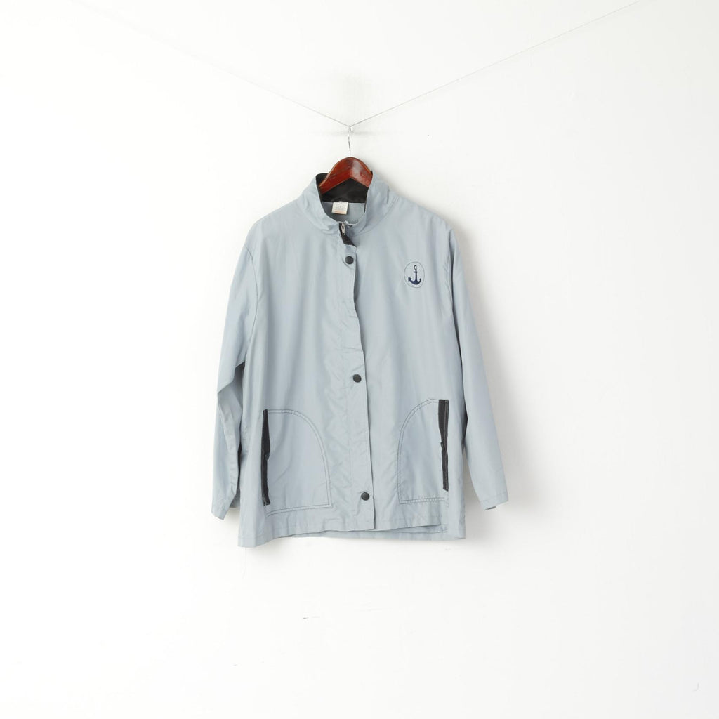 Anne Lancay Femmes L Veste Bleu Léger Fermeture Éclair Complète Marine Top
