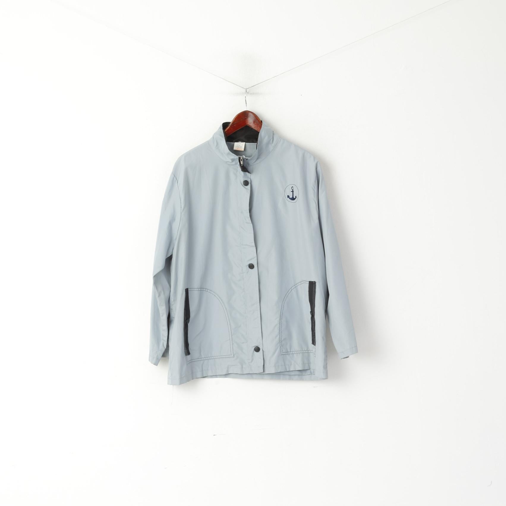 Anne Lancay Femmes L Veste Bleu Léger Fermeture Éclair Complète Marine Top