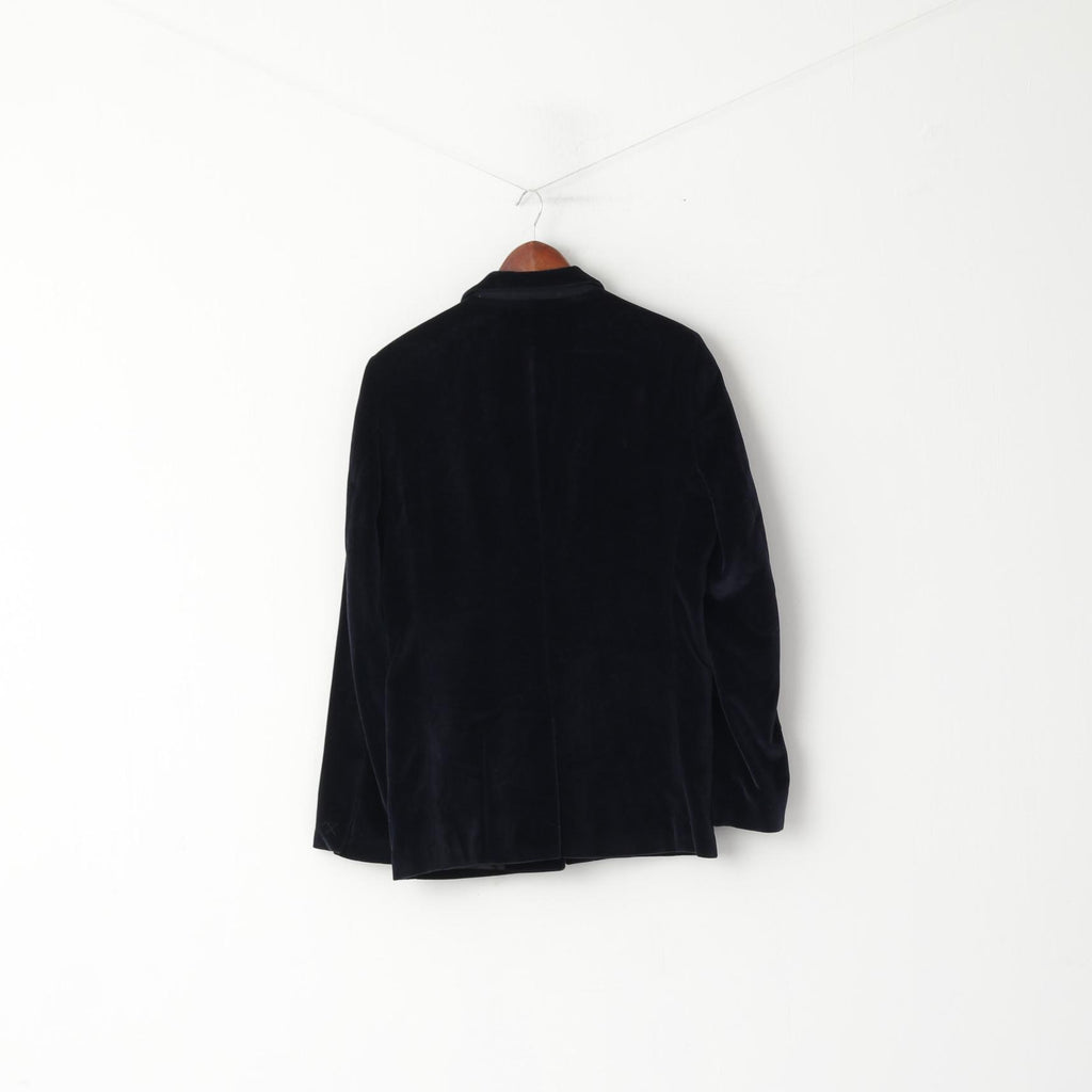 Mads Norgaard Copenhagen Men 48 38 S Blazer Navy Velvet Shiny Single Breasted Jacket