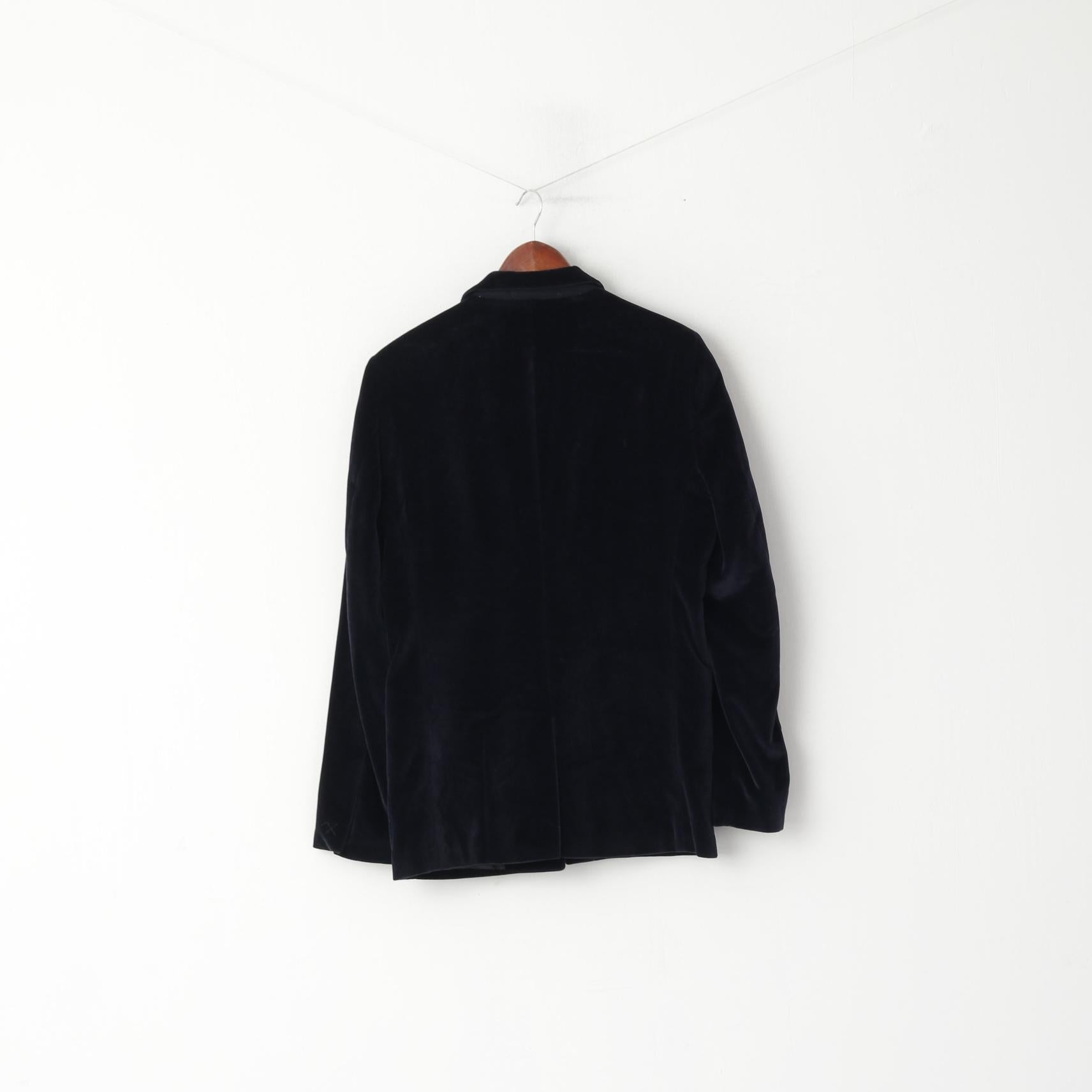 Mads Norgaard Copenhagen Men 48 38 S Blazer Navy Velvet Shiny Single Breasted Jacket