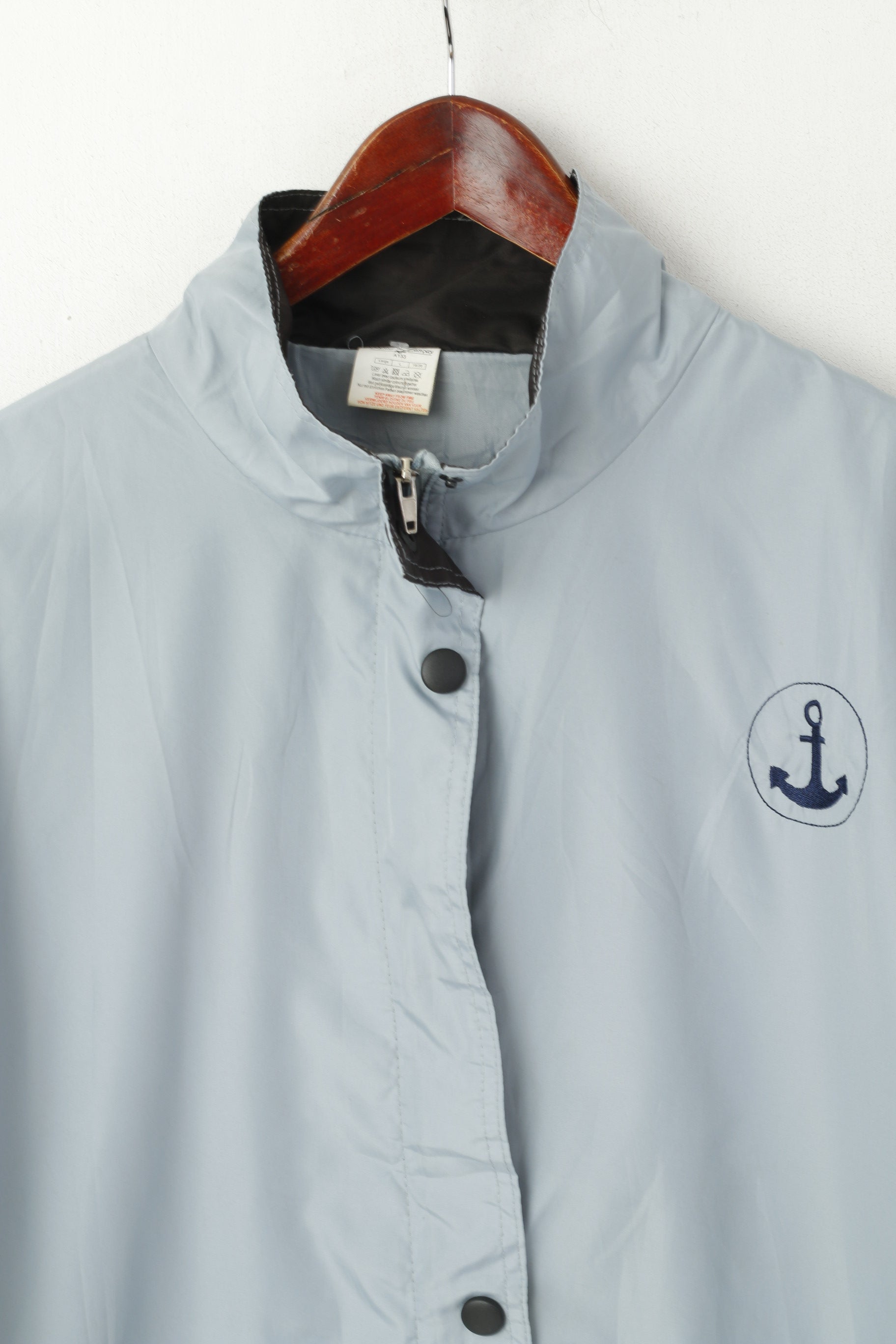 Anne Lancay Femmes L Veste Bleu Léger Fermeture Éclair Complète Marine Top