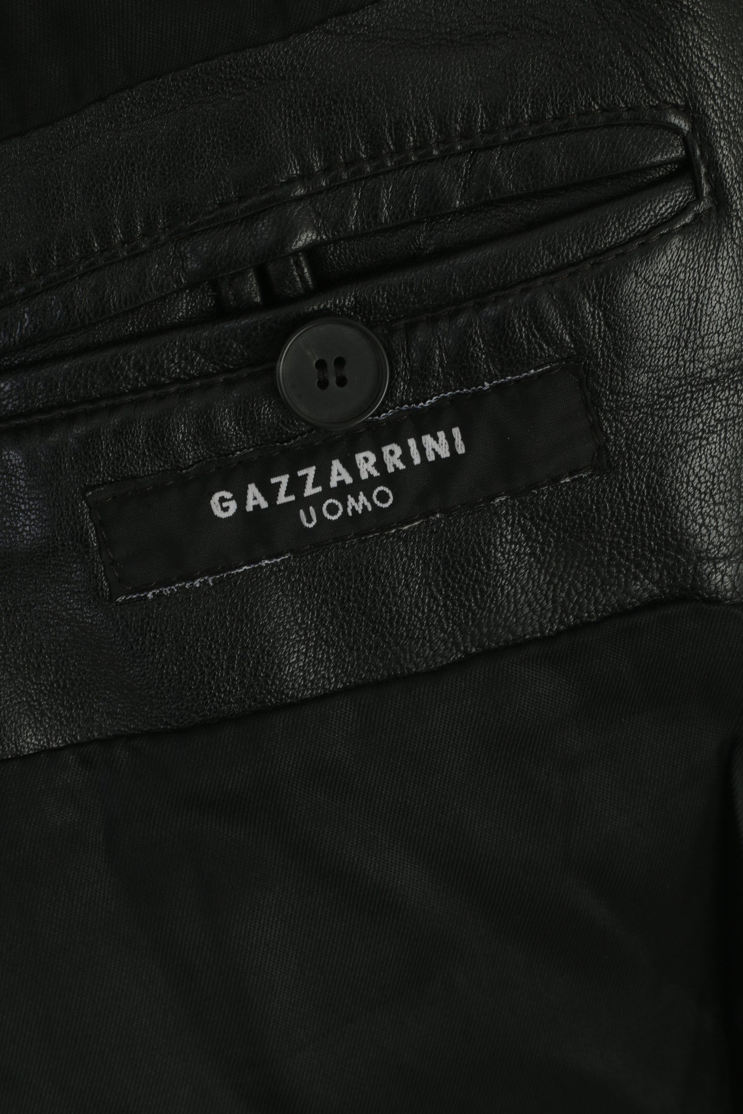 Gazzarrini Uomo Hommes 52 M Veste En Cuir Noir Doux Simple Boutonnage Haut Vintage