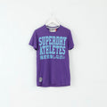 T-shirt da uomo Superdry M in cotone viola con grafica n. 3 slim fit