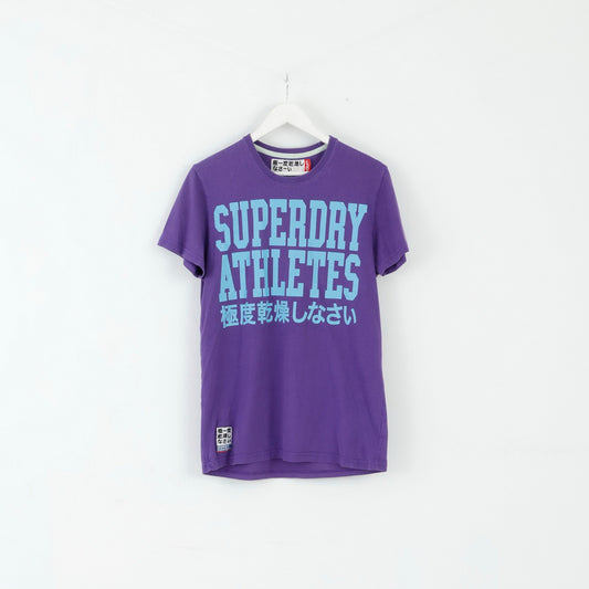 Superdry T-shirt M pour homme en coton violet graphique #3 coupe slim