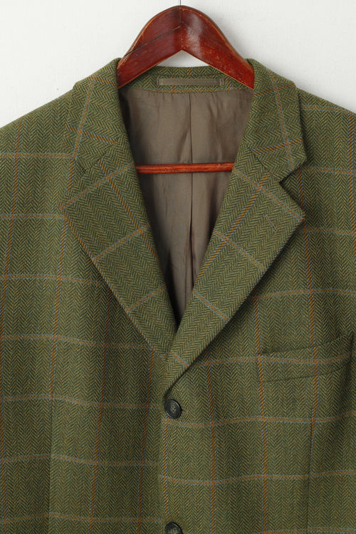 Bugatti Men 44 Blazer Veste à simple boutonnage en pure laine à chevrons vert