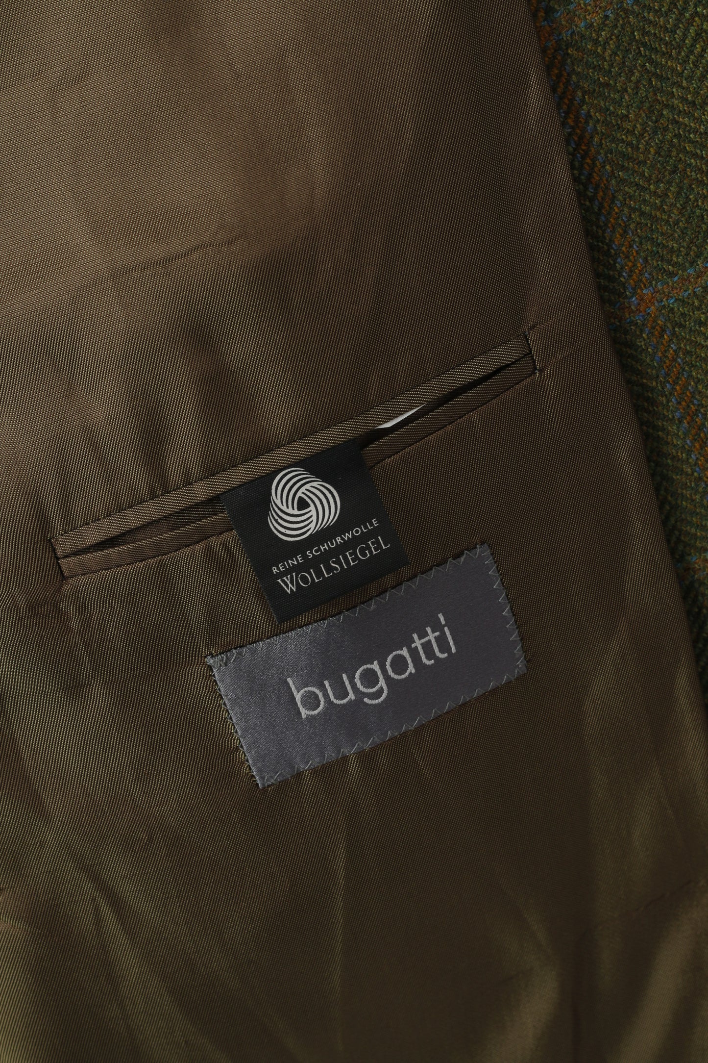 Bugatti Men 44 Blazer Green Herringbone Pure Wool Single Breasted Jacket