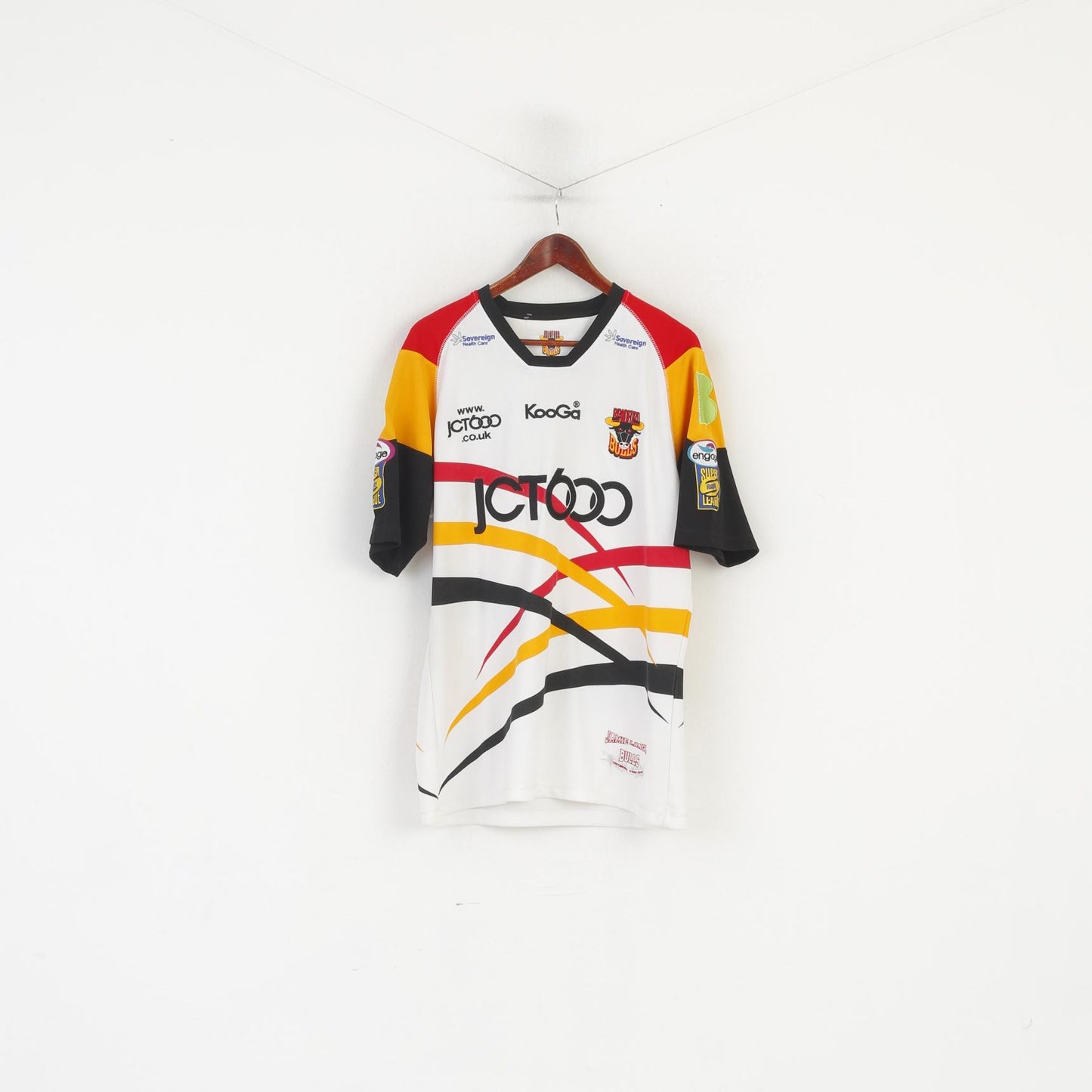 Bradford Bulls Official Men L Shirt White Rugby League Jamie Langley 2010 Jersey Top