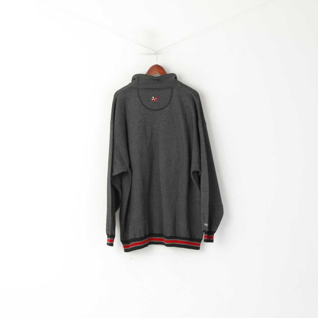 Cadre Athetlic Men L (XXL) Sweatshirt Grey Vintage Bobby Labonte Cotton Zip Neck Top