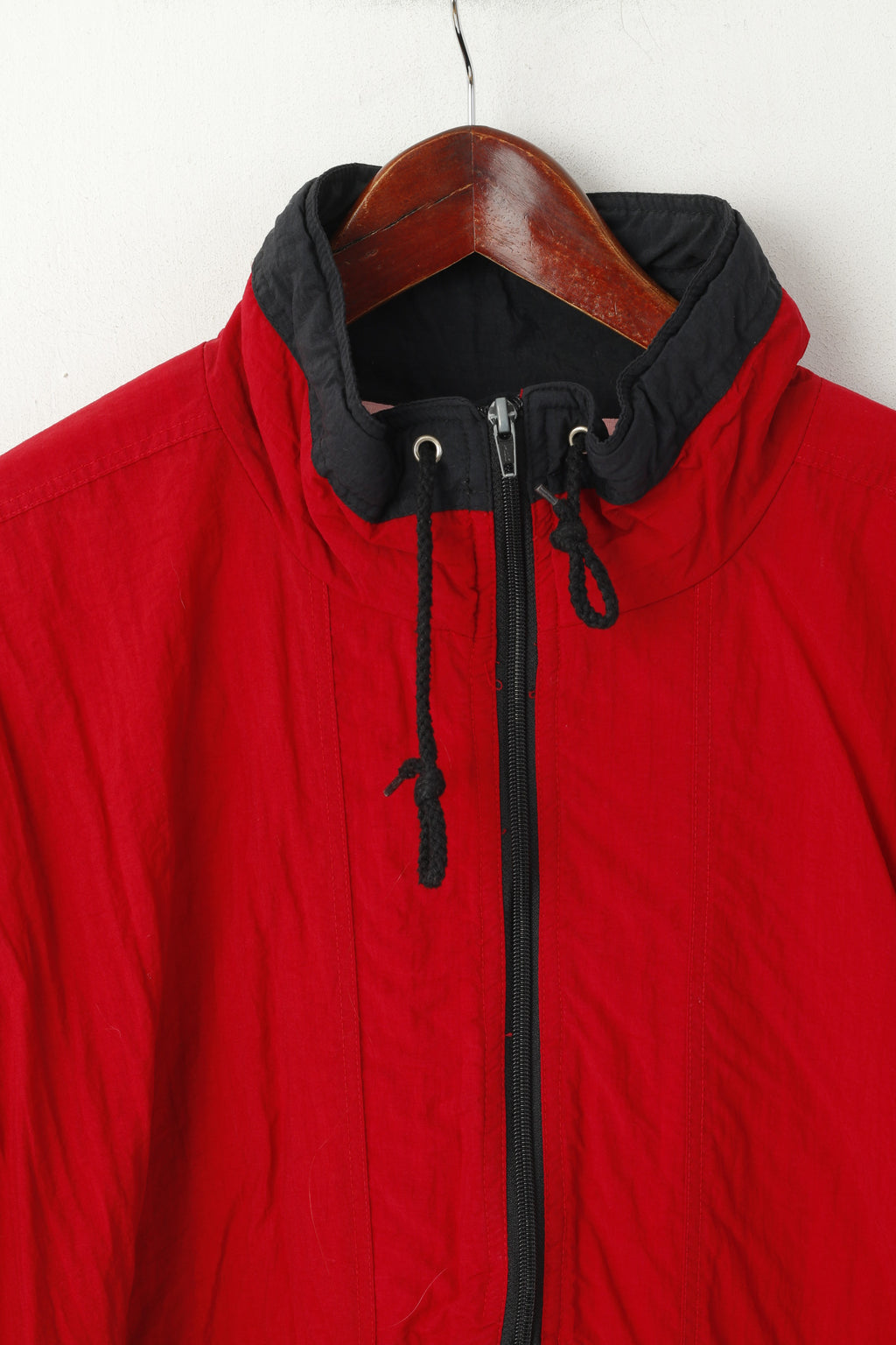 Marcel Clair Men M Pullover Jacket Red Nylon Vintage Festival Zip Neck Top