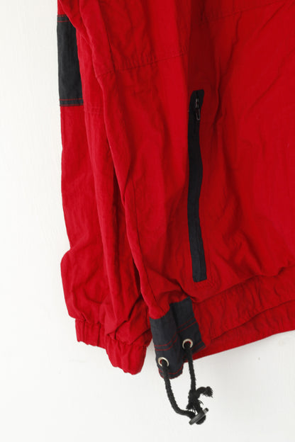 Marcel Clair Men M Pullover Jacket Red Nylon Vintage Festival Zip Neck Top