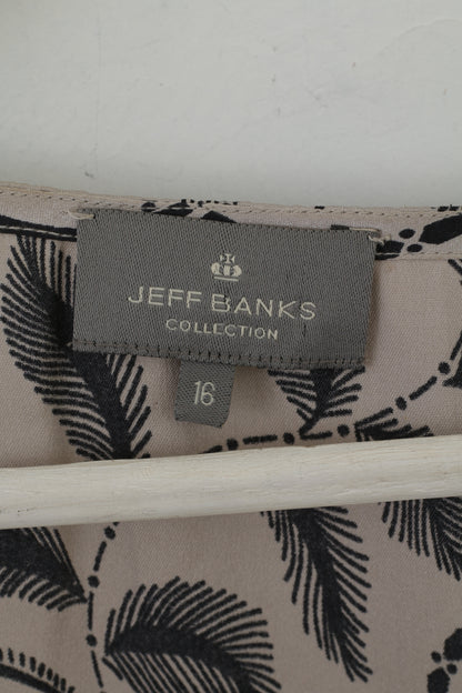 Maglietta da donna 16 L della collezione Jeff Banks, parte superiore lucida in materiale sottile argento