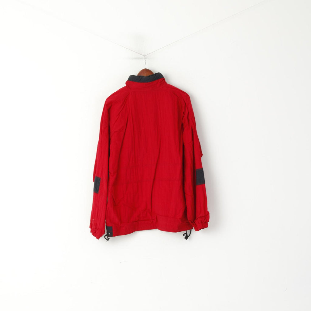 Marcel Clair Men M Pullover Jacket Red Nylon Vintage Festival Zip Neck Top