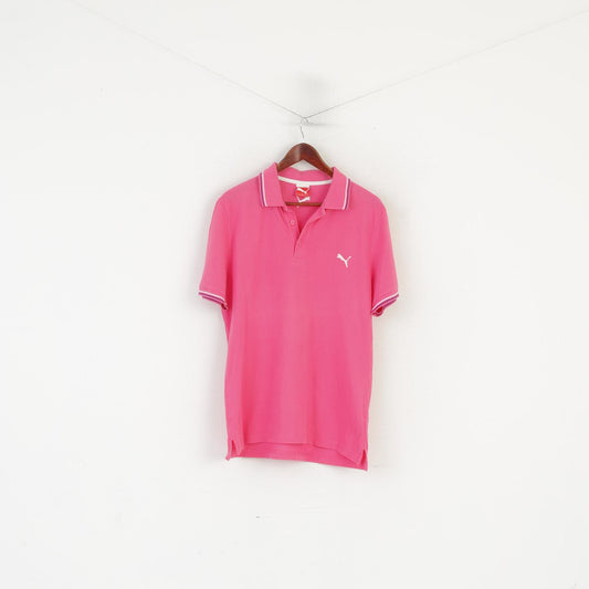 Puma Hommes L Polo Rose Coton Uni Classique Sportswear Boutons Détaillés Haut