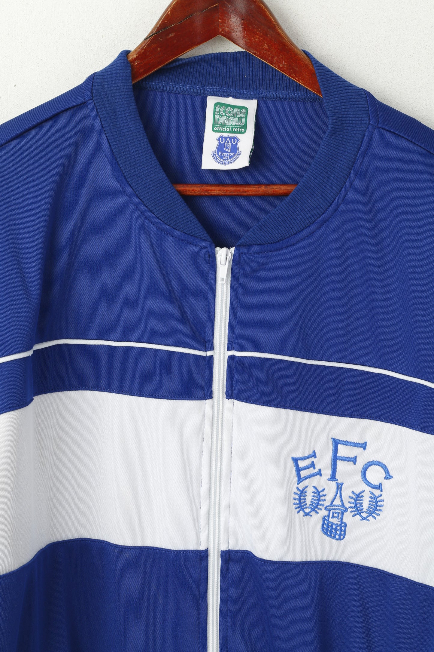 Score Draw Men XXL Sweatshirt Blue Everton Football Zip Up Shiny Track Top