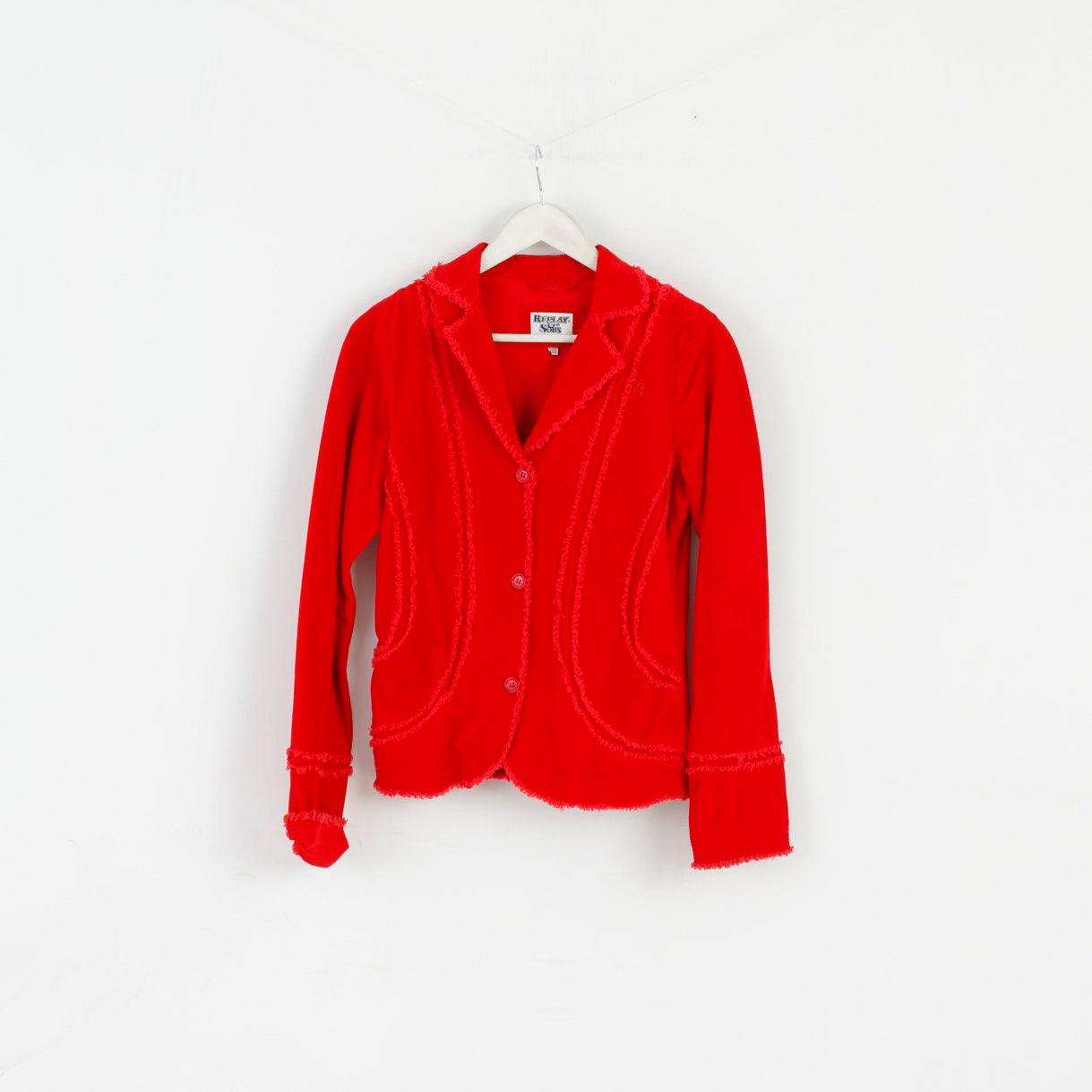 Replay & Sons Girls XXL 16 Age Blazer Red Jacket Cotton Corduroy Top