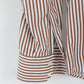 Hugo Boss Mens 42 16.5 L Casual Shirt Brown Striped Cotton Long Sleeve Regualr Top