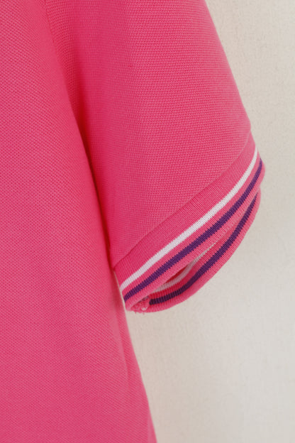 Polo Puma da uomo L, top in cotone rosa, classico, classico, con bottoni dettagliati