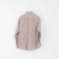 Hugo Boss Mens 42 16.5 L Casual Shirt Brown Striped Cotton Long Sleeve Regualr Top