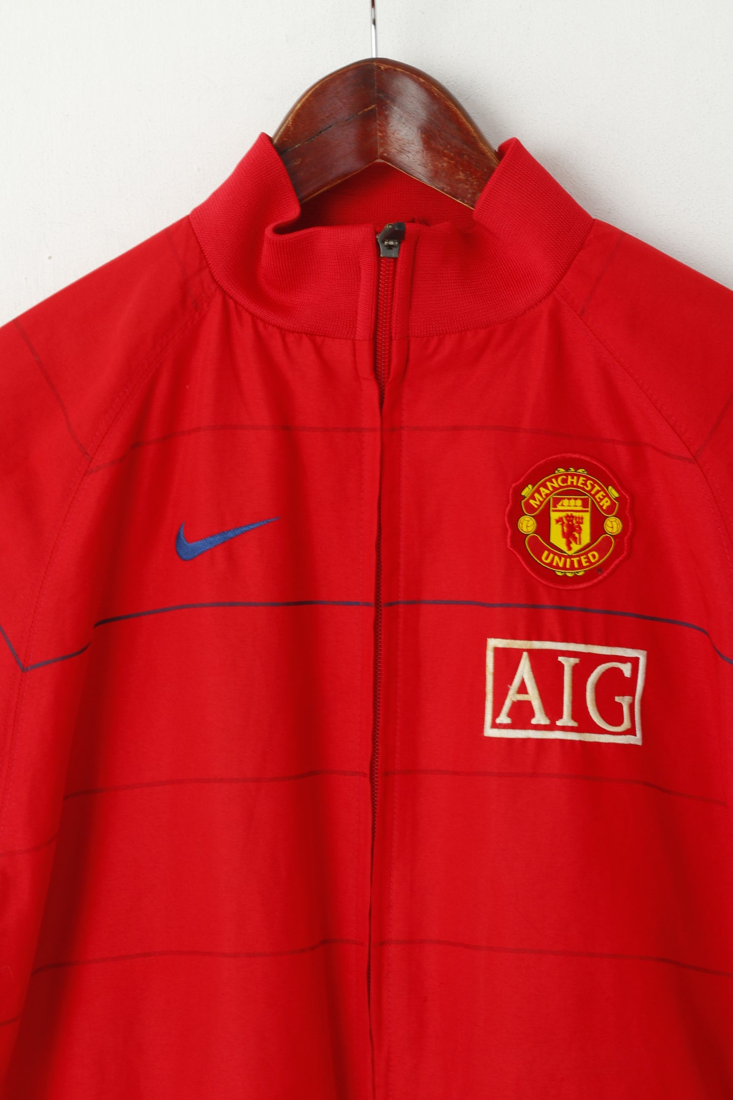 Nike Veste de football zippée pour jeunes 13-15 ans 158-170 Rouge Manchester United