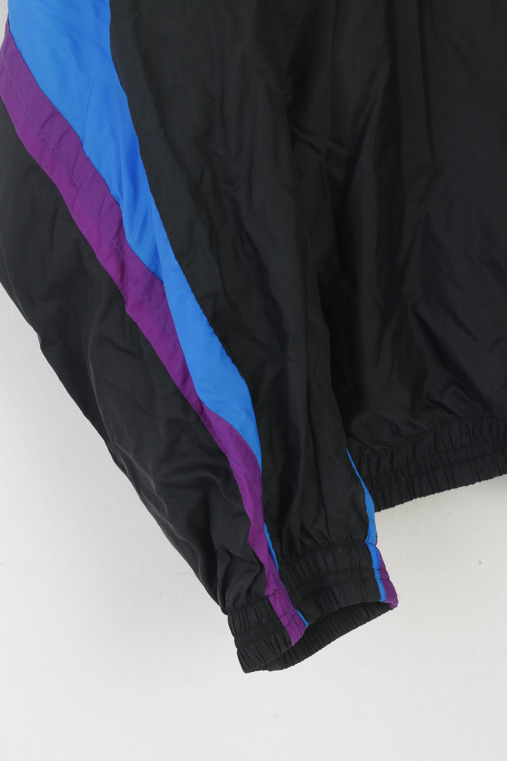 Giacca Nike da uomo XL nera vintage bomber lucida con zip intera abbigliamento sportivo anni '90 top sportivo