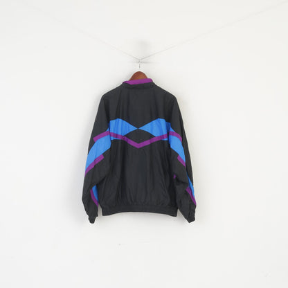 Nike Men XL Jacket Black Vintage Bomber Shiny Full Zip Sportswear 90s Sport Top
