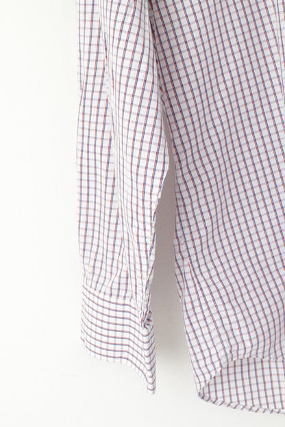 Barbour Men XXL Casual Shirt White Checkered Cotton Regular Fit Long Sleeve Top