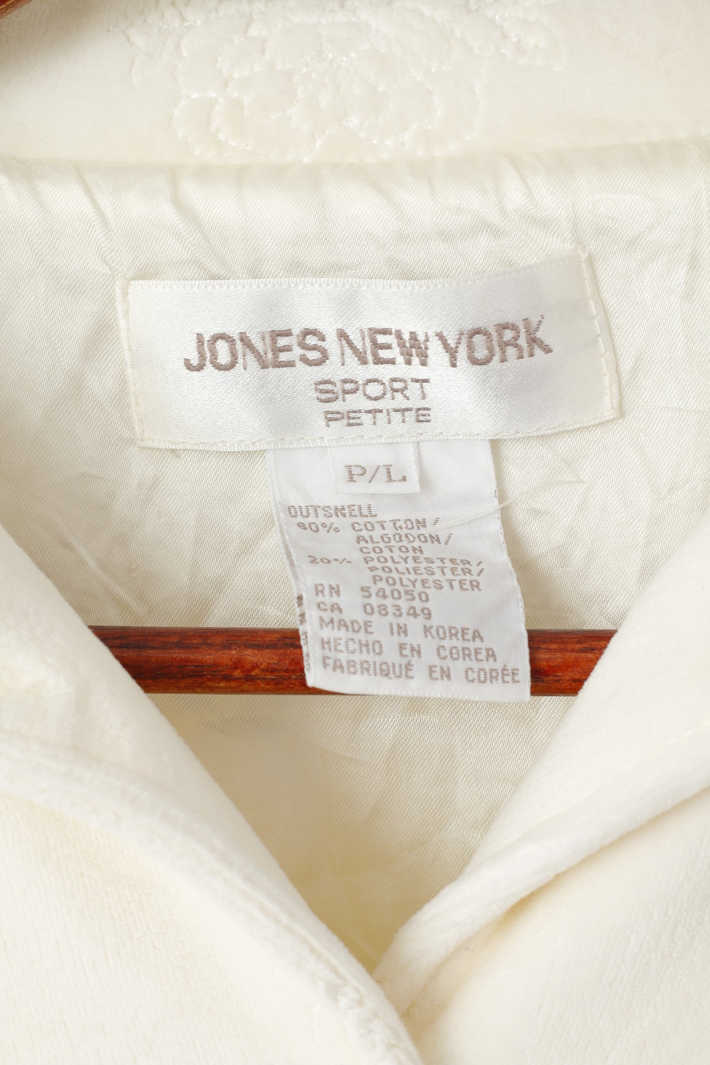 Jones New York Camicetta da donna L Crema Cropped Cotton Floral Sport Petite Blazer