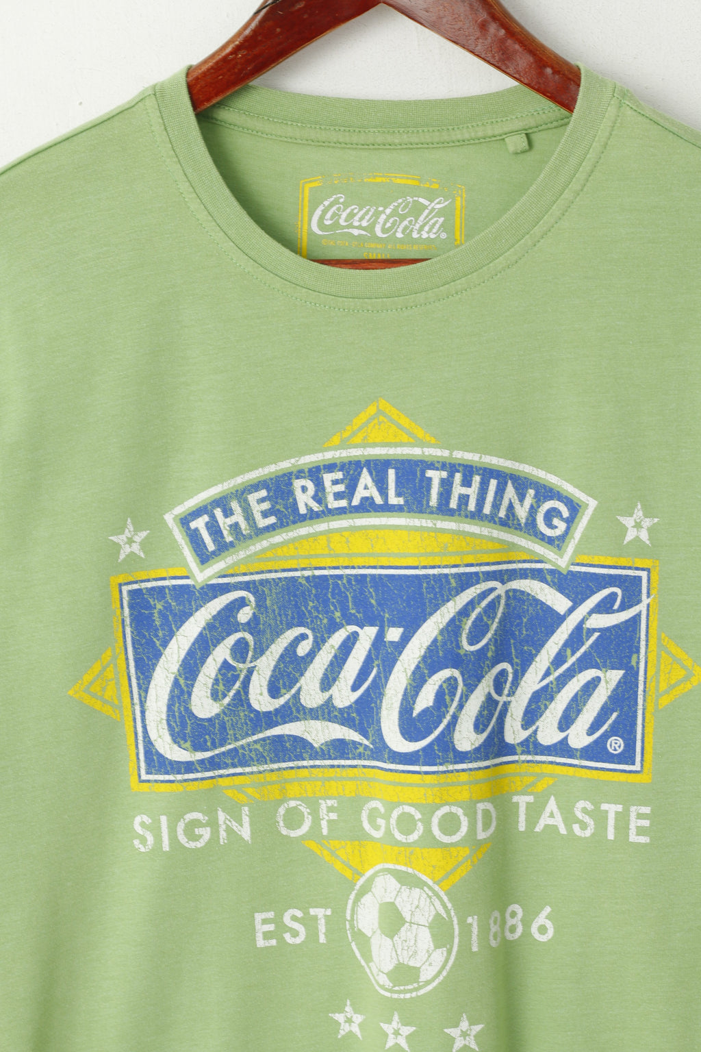 George Men S T-shirt verde Coca Cola grafica girocollo in cotone