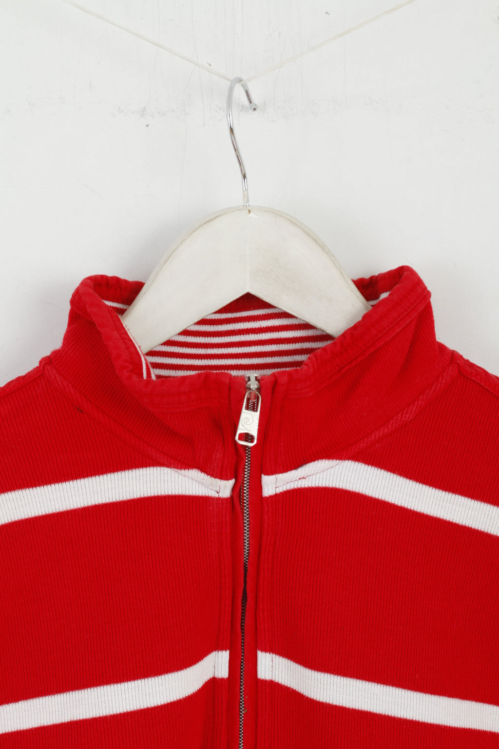 Pierre Cardin Men M Jumper Red Striped Cotton French Style Zip Neck Sweater