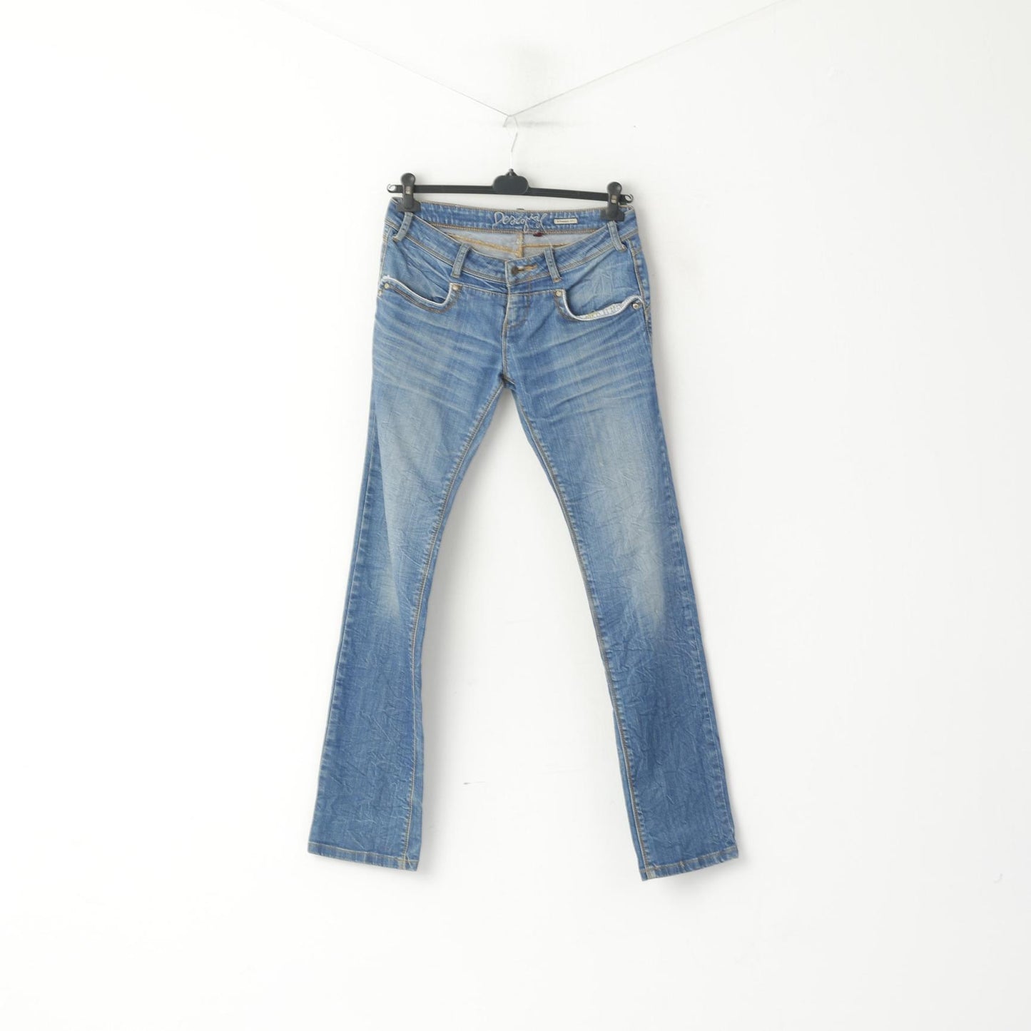 Desigual Women 40 Jeans Trousers Blue Cotton Denim Straight Fit Pants