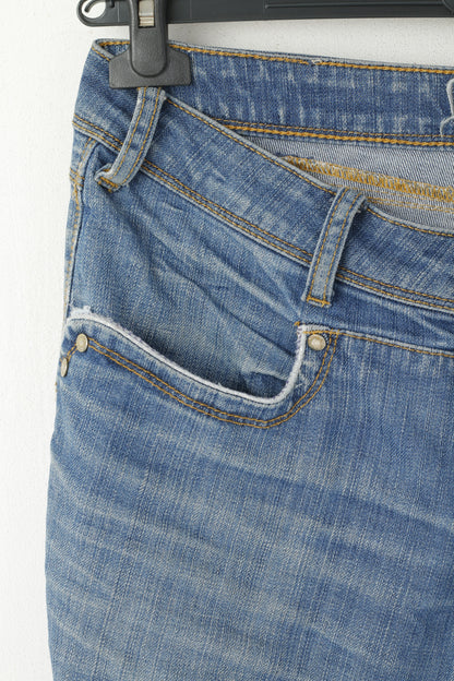 Desigual Women 40 Jeans Trousers Blue Cotton Denim Straight Fit Pants