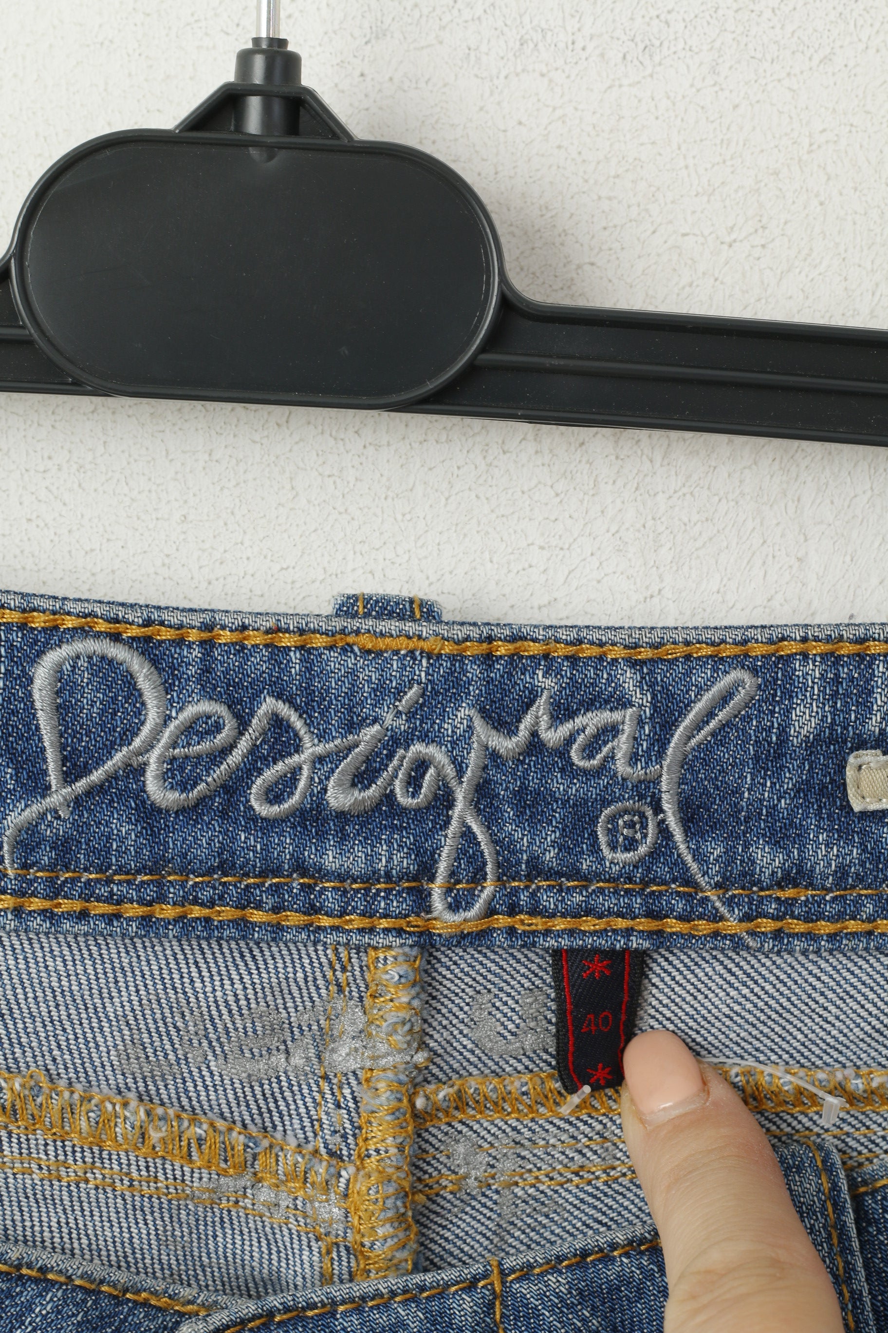 Desigual Women 40 Jeans Trousers Blue Cotton Denim Straight Fit Pants