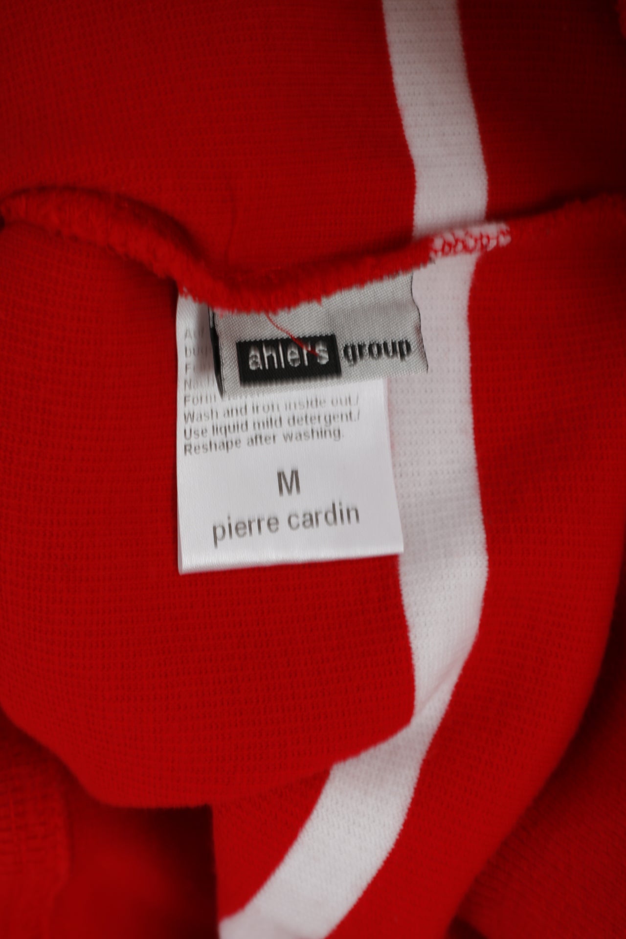 Pierre Cardin Men M Jumper Red Striped Cotton French Style Zip Neck Sweater