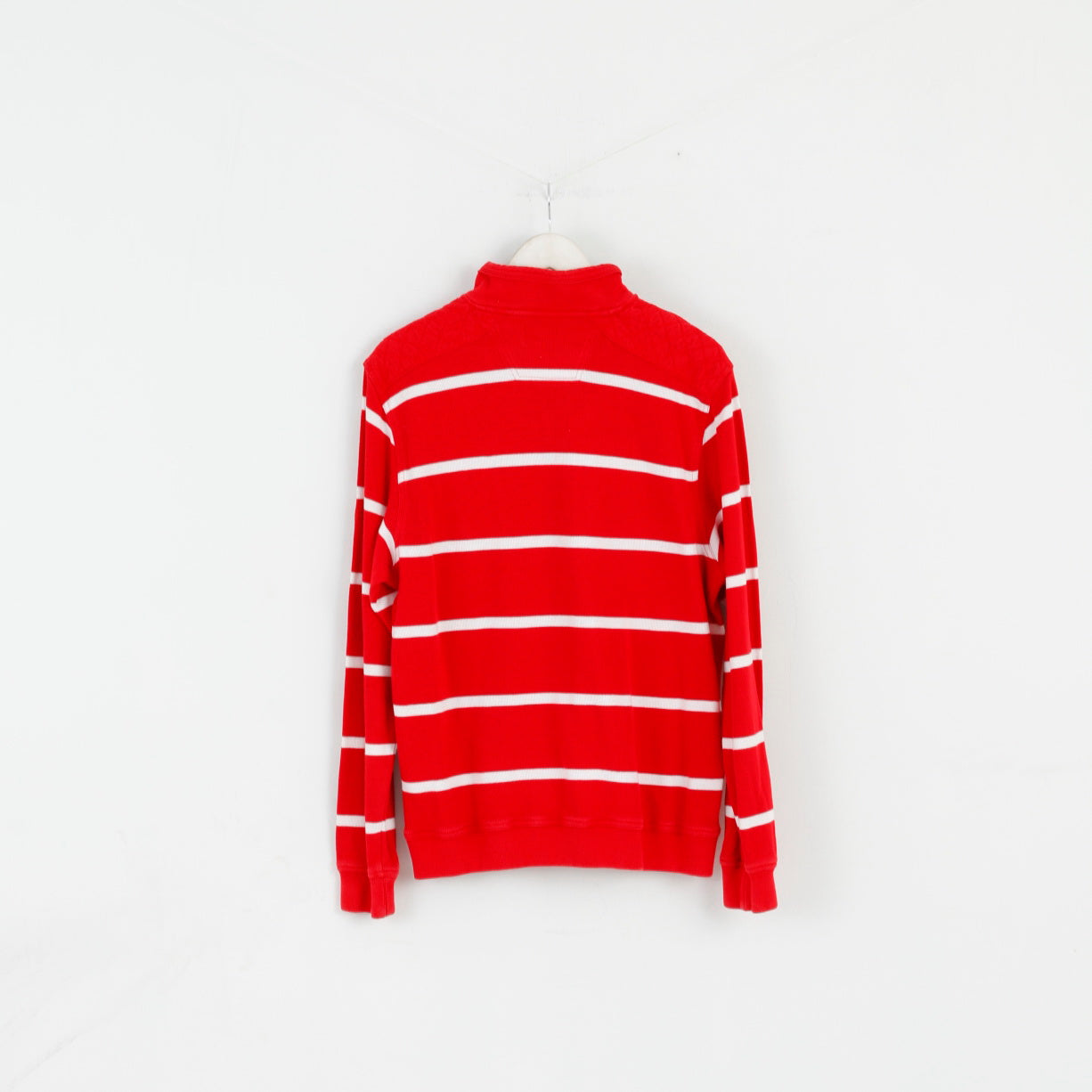 Pierre Cardin Men M Jumper Red Striped Cotton French Style Zip Neck Sweater