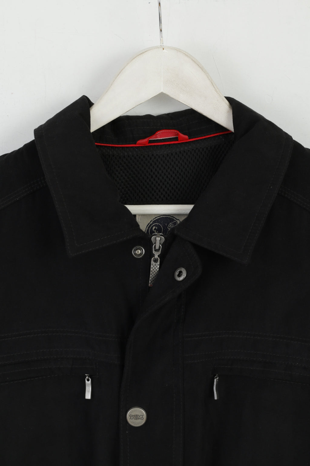 Chevy U.S.A Men 56 XL Jacket Black Techno Suede Detroit Racing Zip Up Top