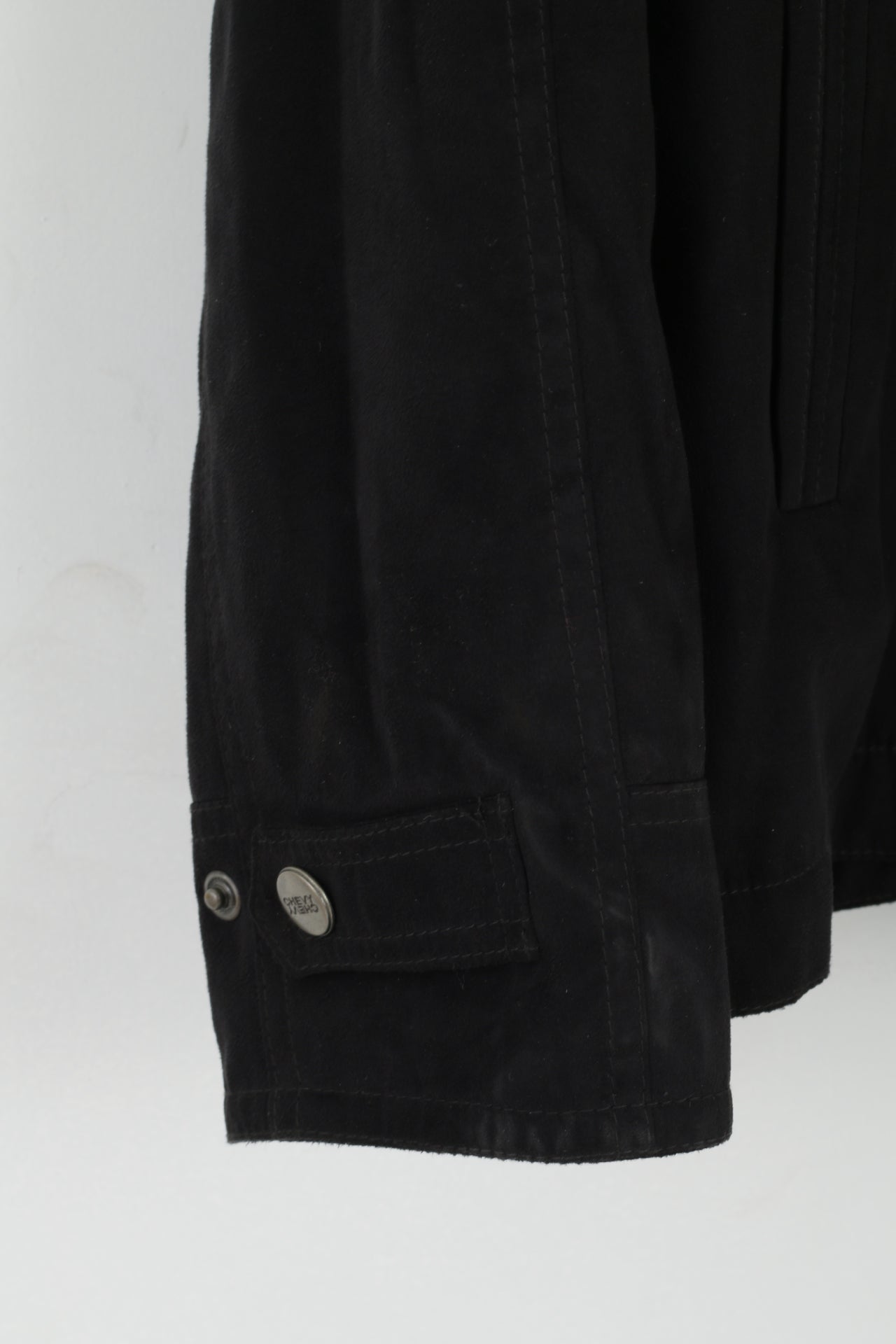 Chevy U.S.A Men 56 XL Jacket Black Techno Suede Detroit Racing Zip Up Top