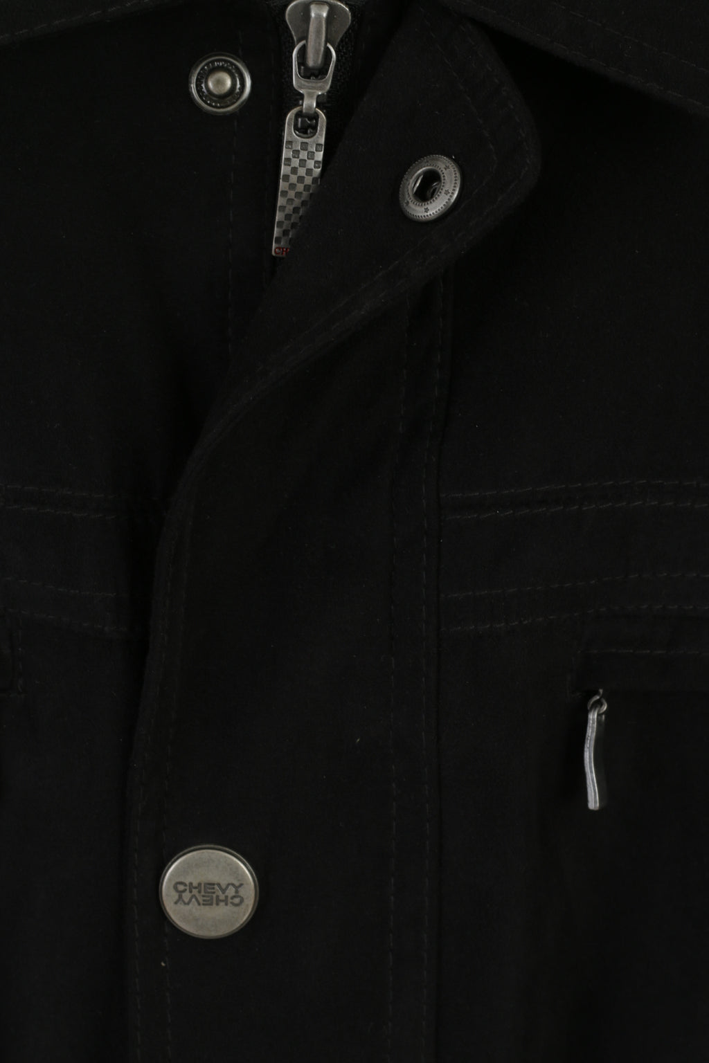 Chevy U.S.A Men 56 XL Jacket Black Techno Suede Detroit Racing Zip Up Top