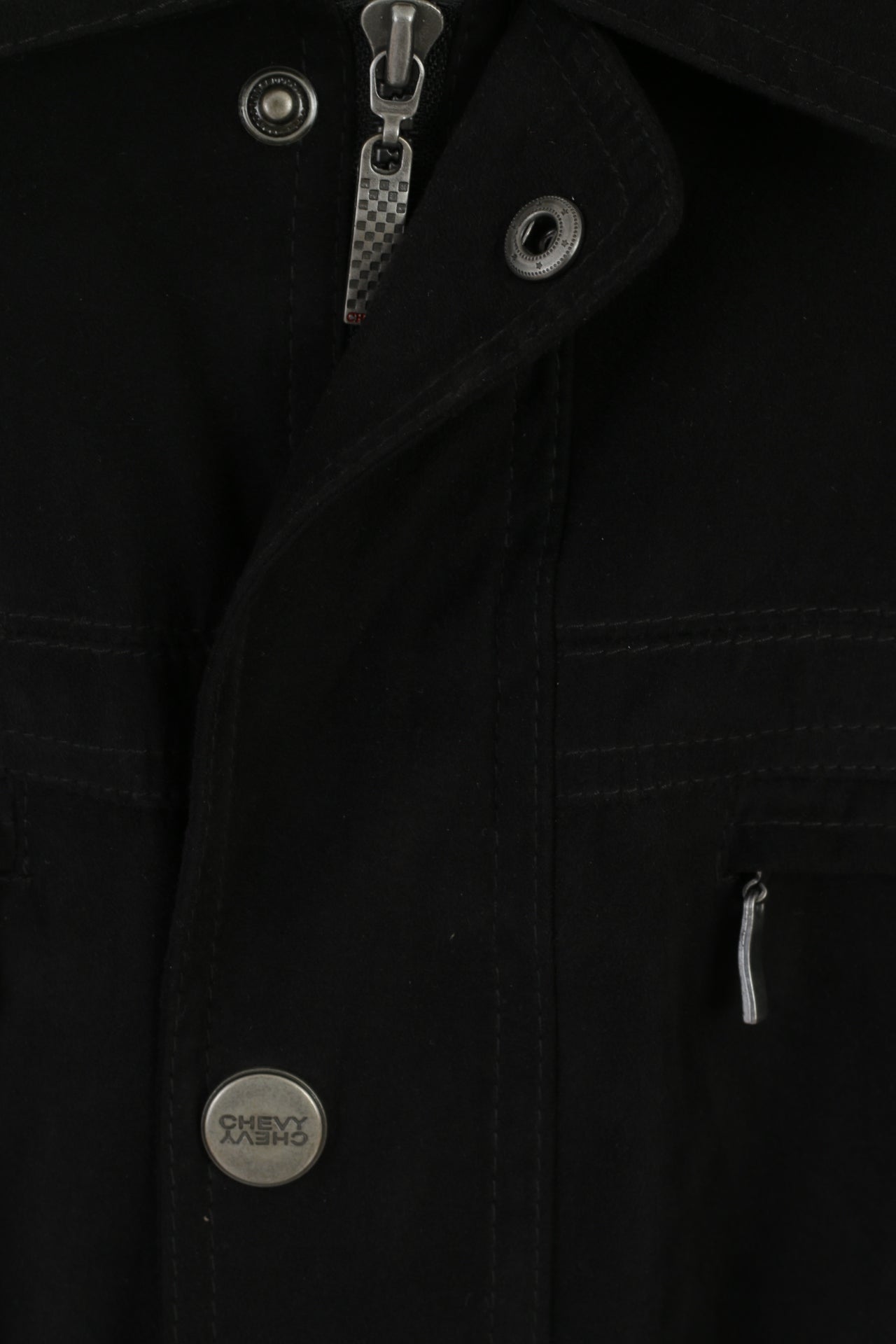 Chevy U.S.A Men 56 XL Jacket Black Techno Suede Detroit Racing Zip Up Top