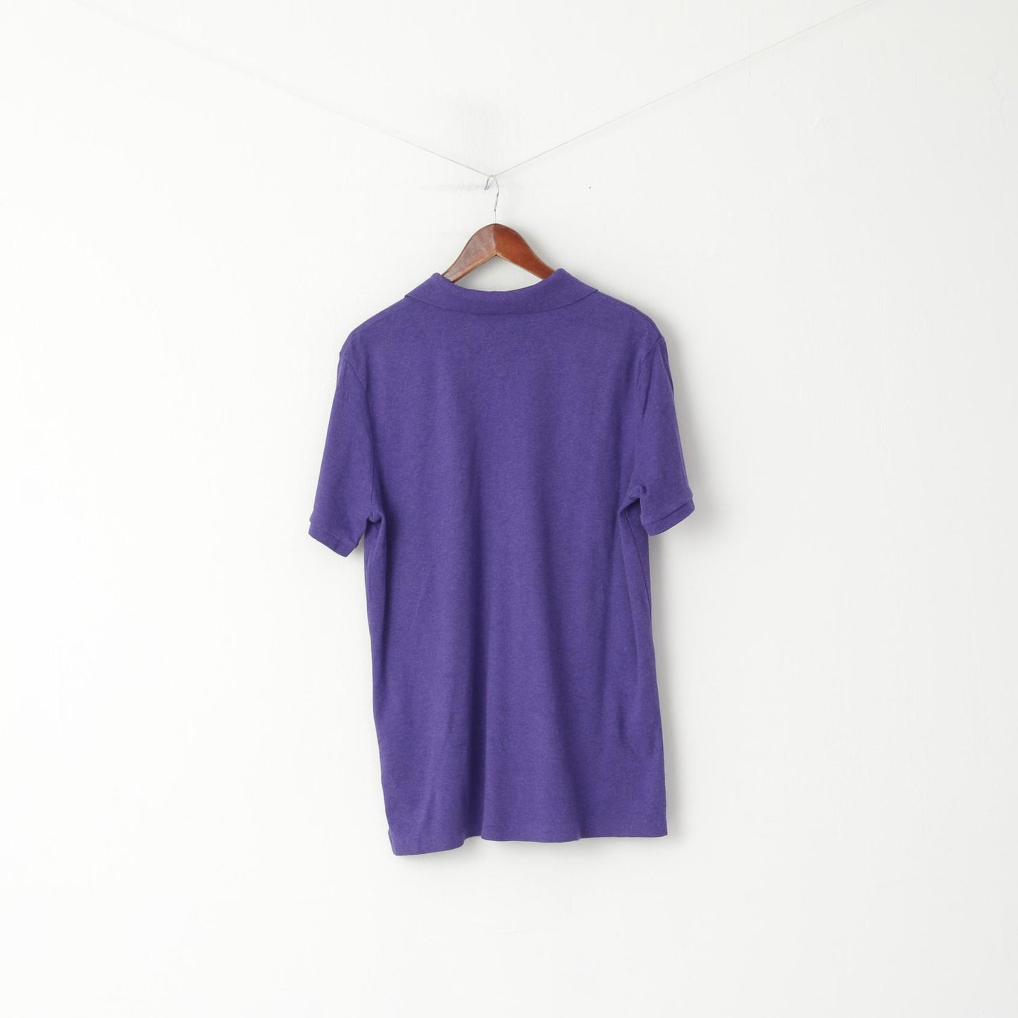 POLO Ralph Lauren Men L Polo Shirt Purple Cotton Stertch Short Sleeve Plain Top